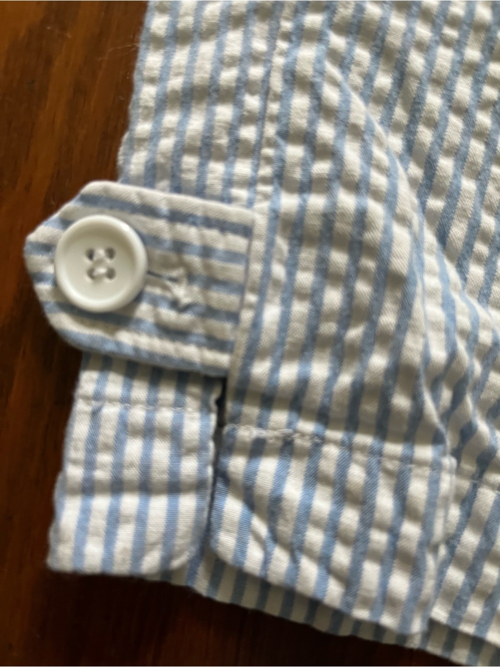 Talbots Light Blue and White Seersucker Crop Pants Size 12 - Picture 3 of 6